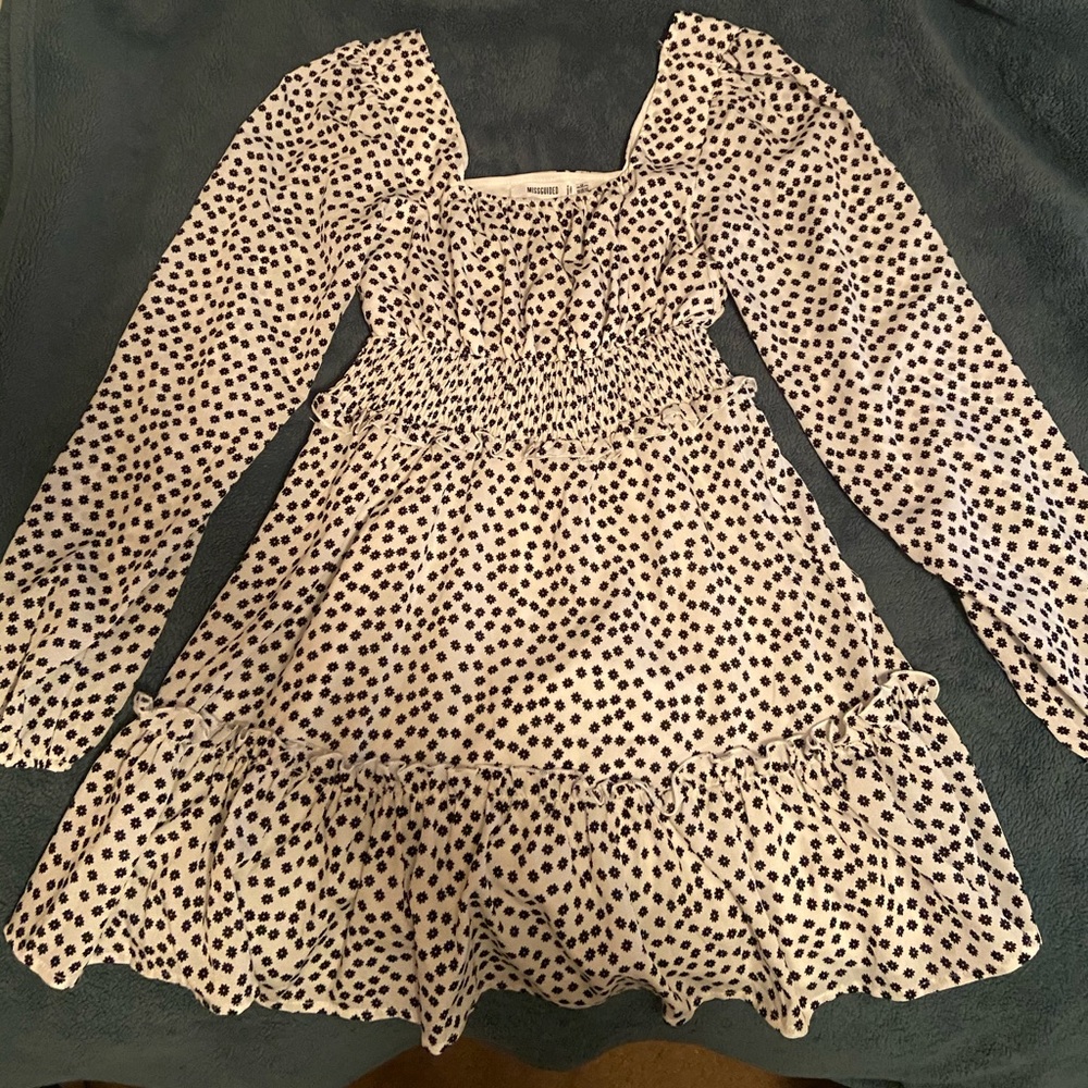 Misguided Black and White Floral Dress